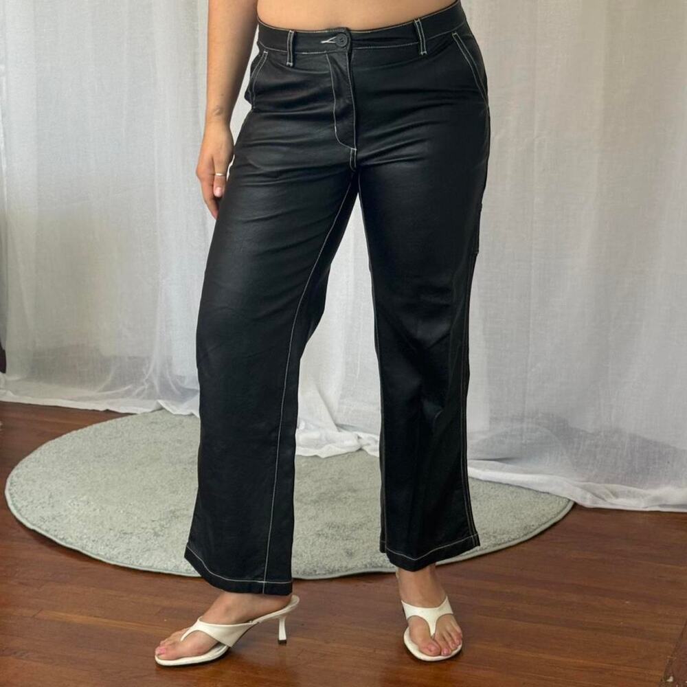 ✶ BDG black faux leather carpenter pants ✶